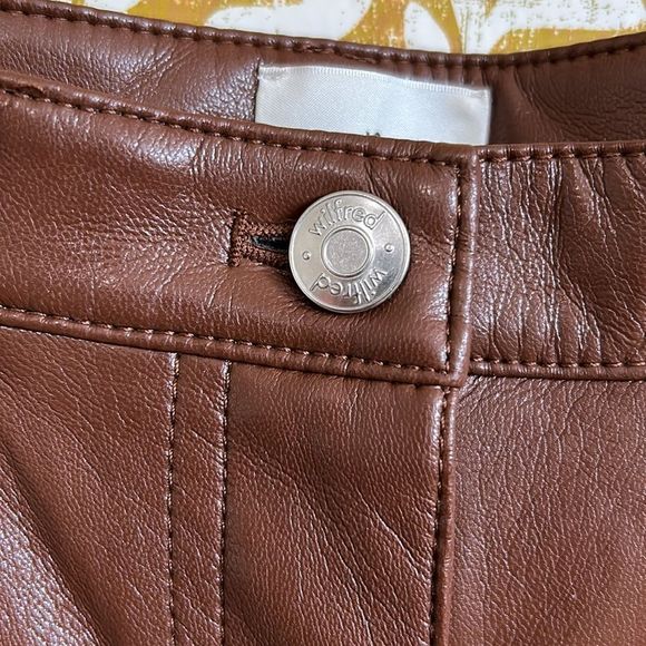 Wilfred Aritzia The Melina High Waisted Vegan Leather Pants in Cognac size 4 - Picture 8 of 12